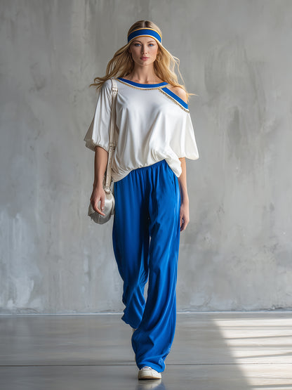 Casual Everyday Sportswear Off-the-shoulder T-shirt And Sweatpants Set