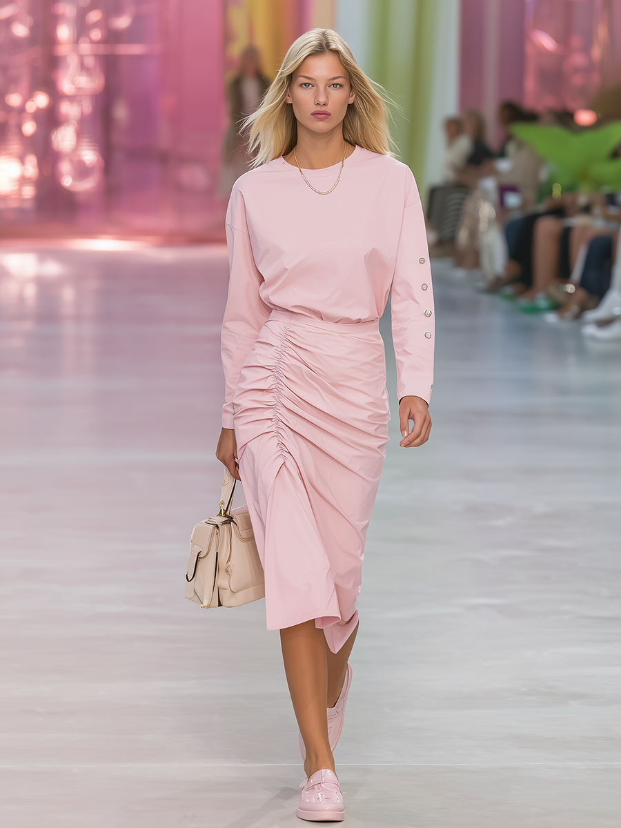 Stylish Elegant Sporty Pleated Midi Dress