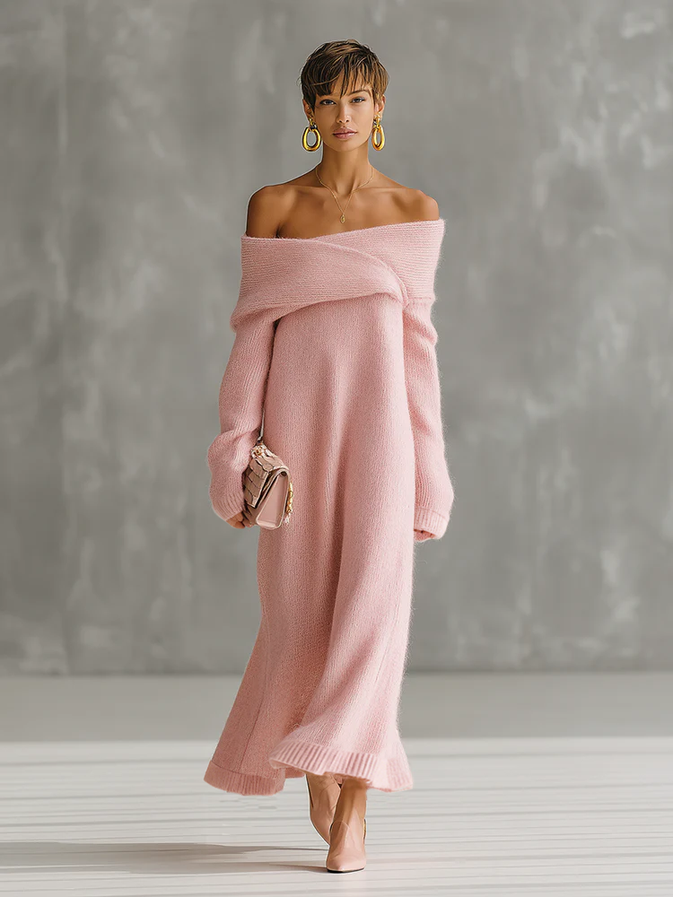 High End Western Dresses | Oyrosy Pink Mohair One-Shoulder OYROSY High End Western Dresses | Oyrosy Pink Mohair One-Shoulder OYROSY
