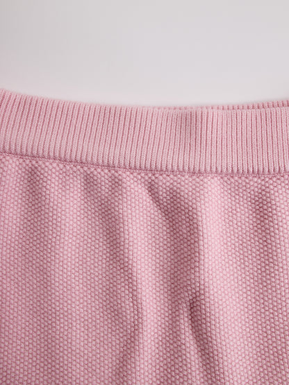 【24-hour shipping out】Black Contrast Pink Knitted Jacket And Skirt Set