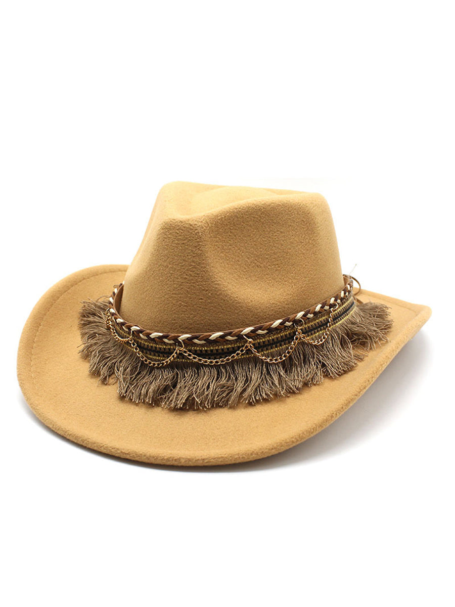 Retro Ethnic Style Tassel Felt Hat