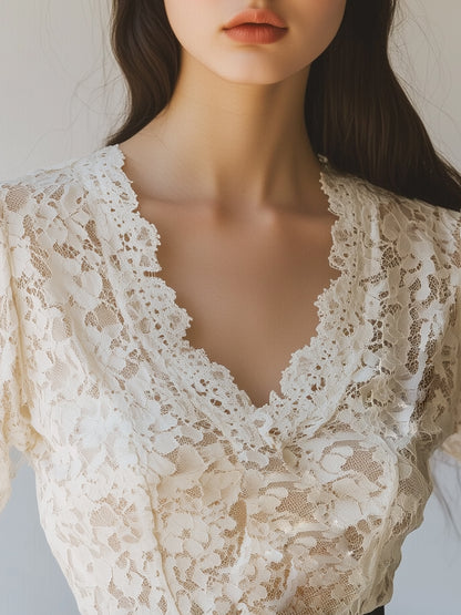 Romantic Fashion Lace Long Sleeve Blouse