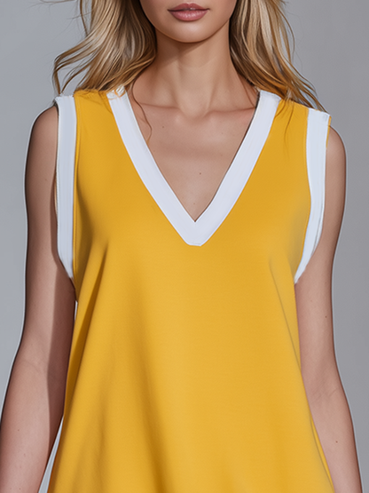 Casual Sporty V-neck Sleeveless Ruffle Mini Dress