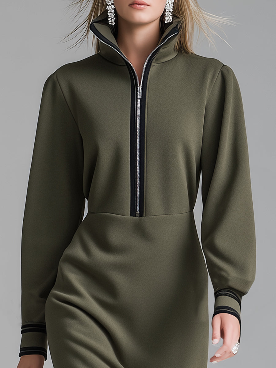 Fashionable And Casual Green Cotton Ruffled Maxi Dress