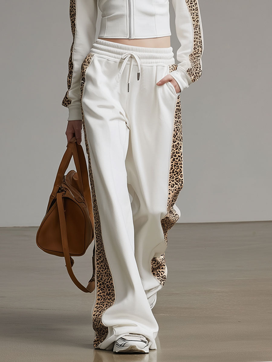 Color-blocked Patchwork Stand-collar Long-sleeved Top And Pants Set