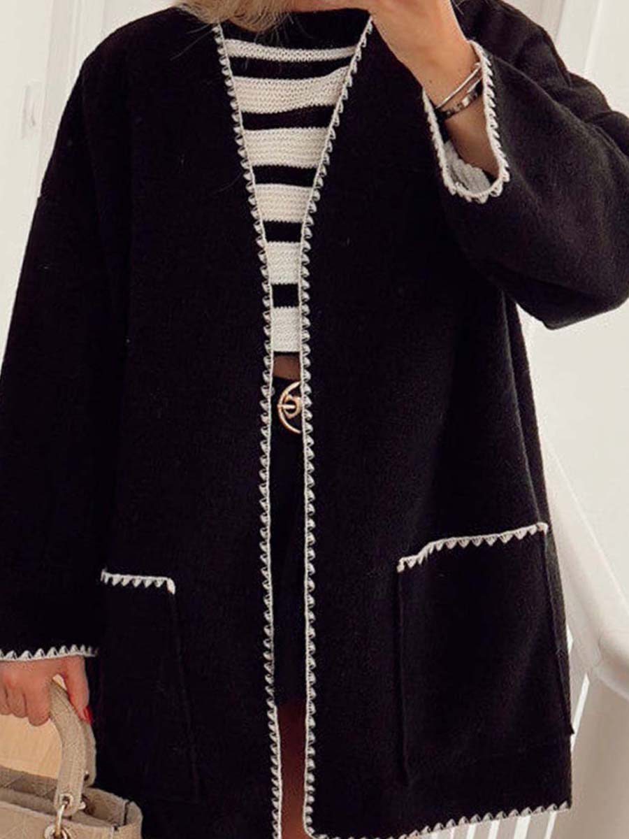 Fashionable Contrasting Woolen Coat