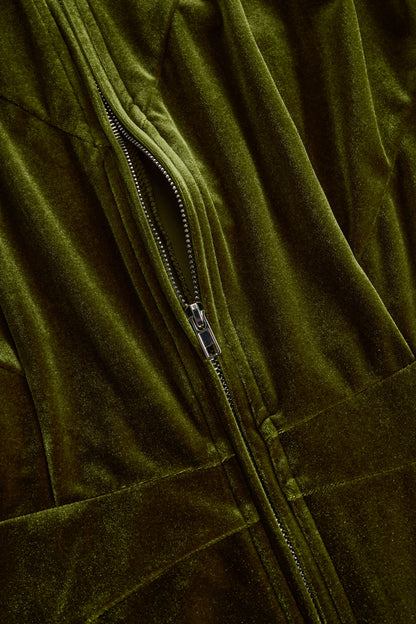 Fashion Retro Rose Red Velvet Faux Fur Collar Long Sleeve Flared Jumpsuit