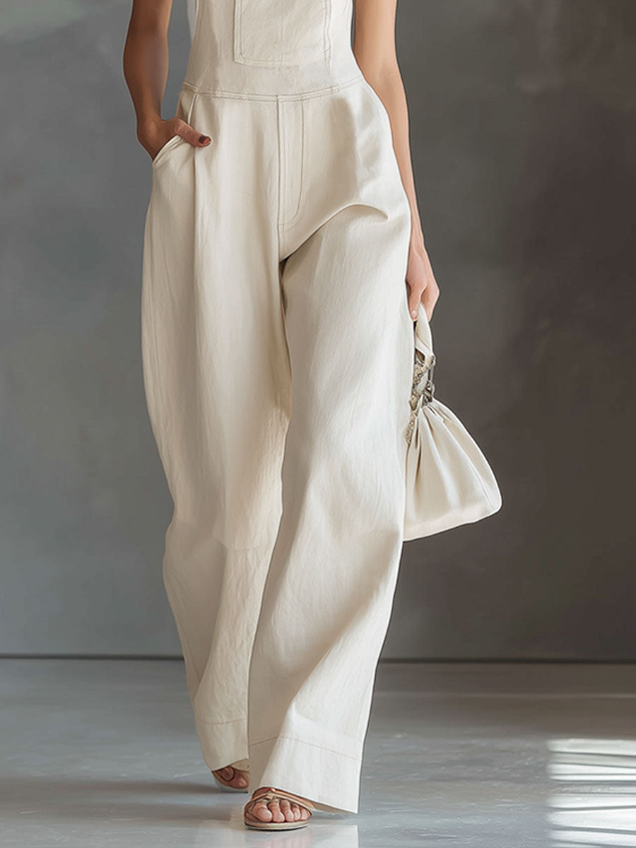 Off-white Adjustable Shoulder Strap Pocket Cotton Overalls