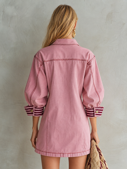 Dusty Pink Button Front Utility Mini Dress