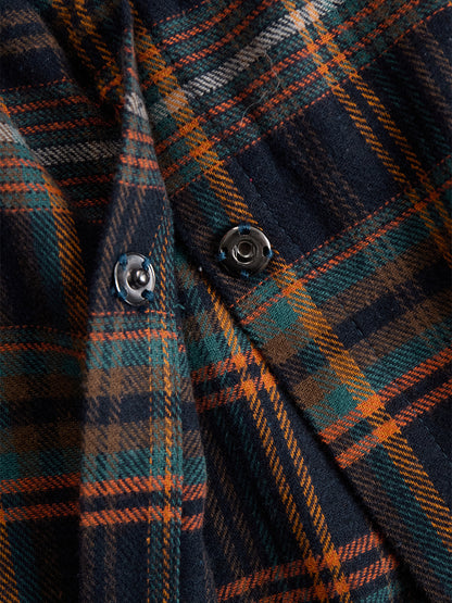 Retro Ethnic Style Belt Blue Faux Suede Plaid Maxi Dress