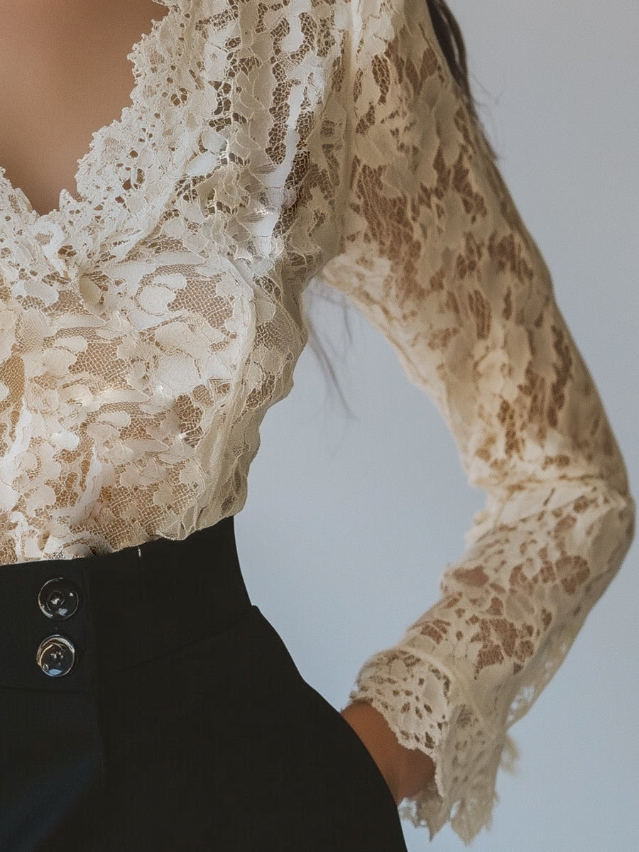 Romantic Fashion Lace Long Sleeve Blouse