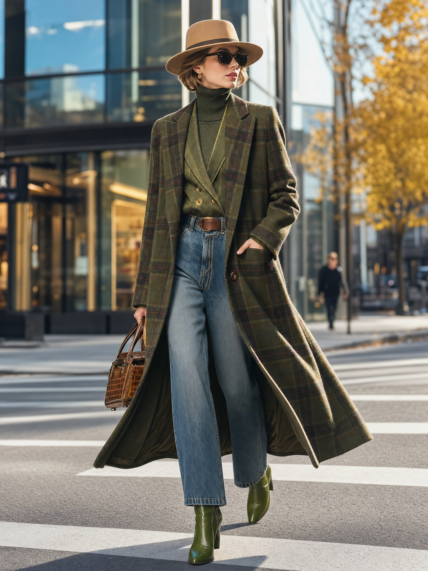 Retro Plaid Long Tweed Coat