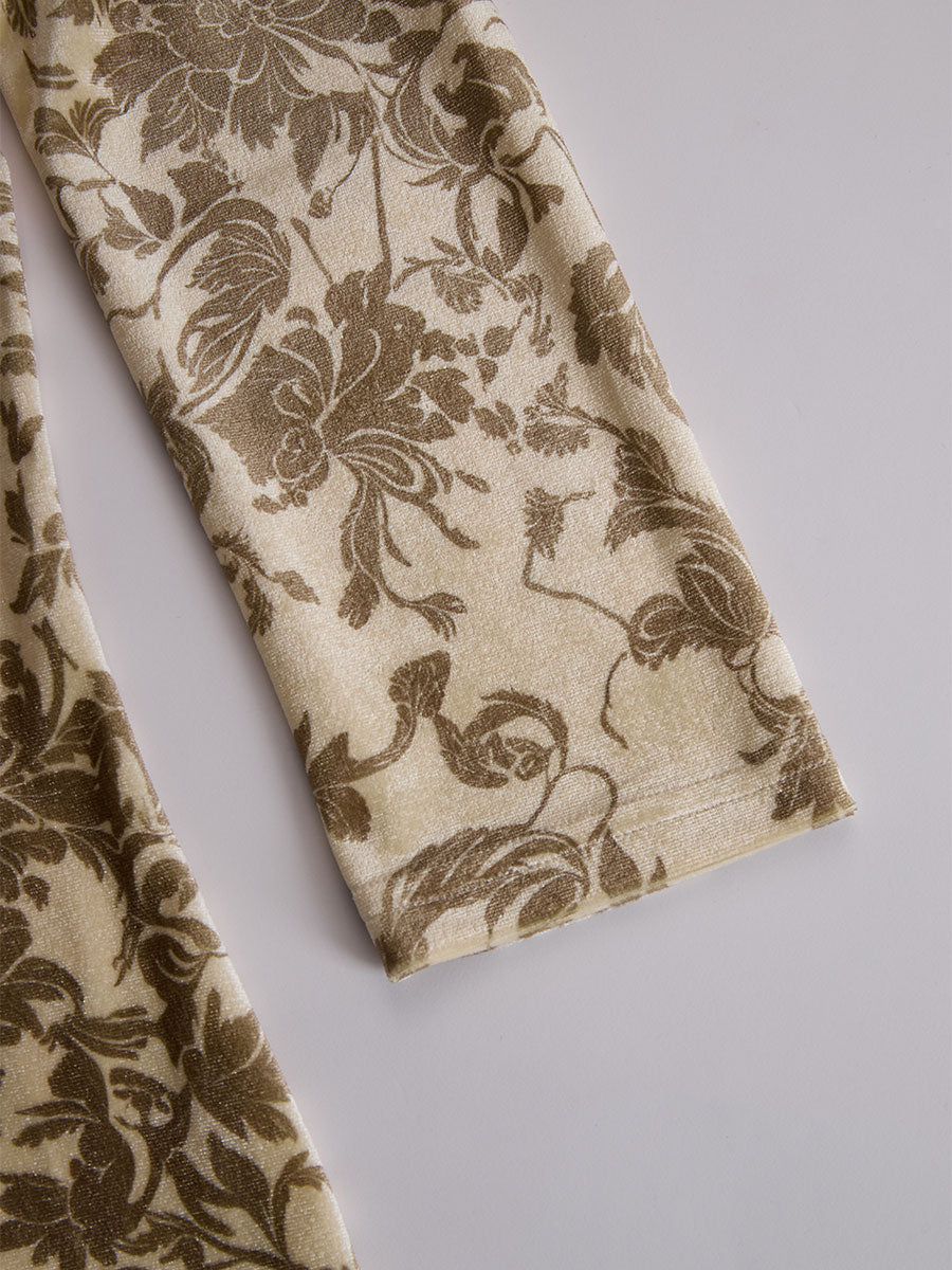 Stylish And Elegant Champagne-colored Velvet Printed Shirt