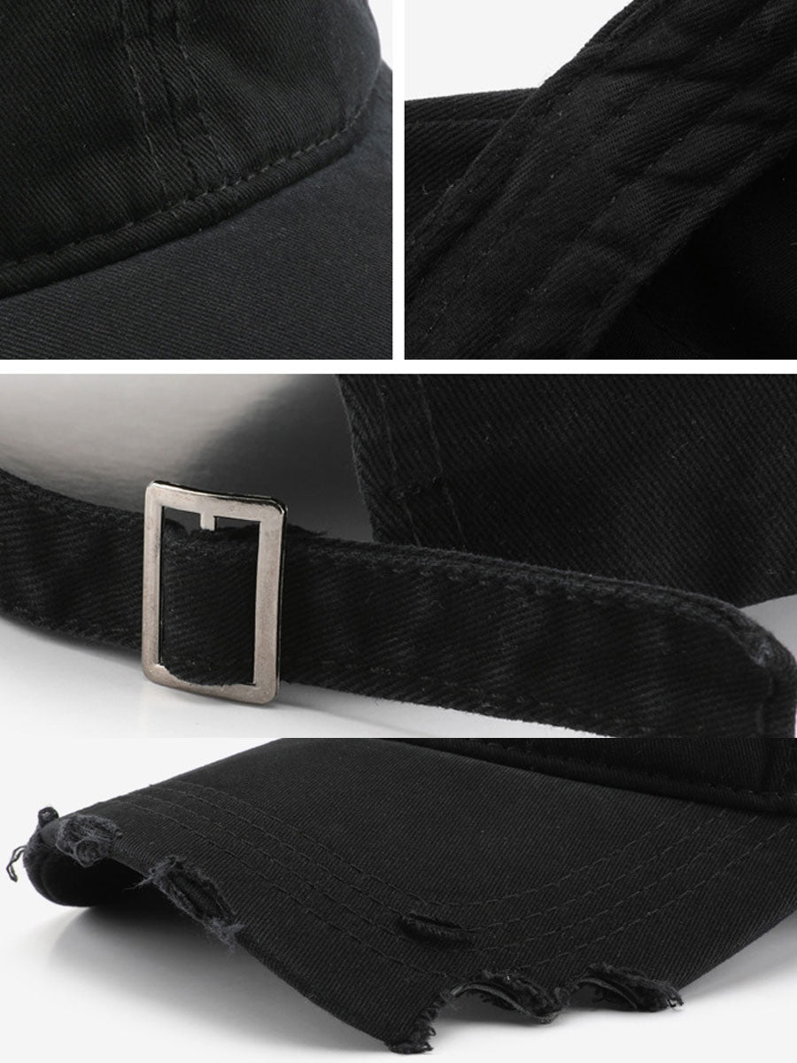 Casual And Fashionable Distressed Cotton Ripped Baseball Cap