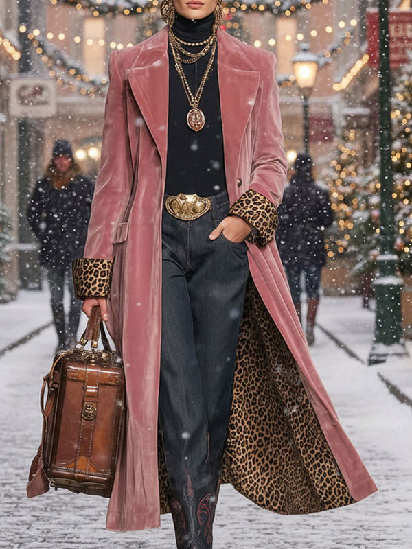 lapel-single-breasted-velvet-and-leopard-print-coat - Oyrosy