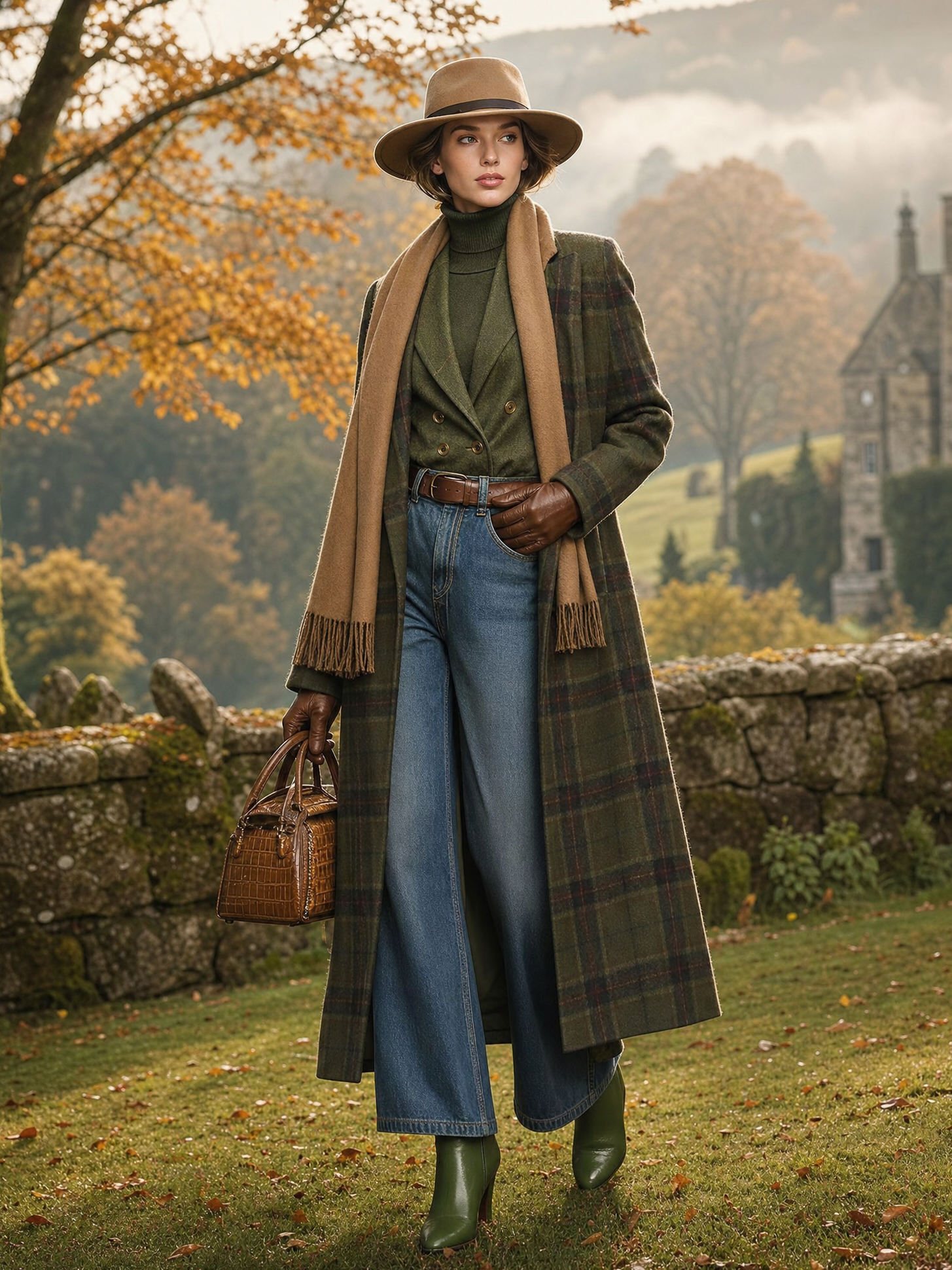 Retro Plaid Long Tweed Coat