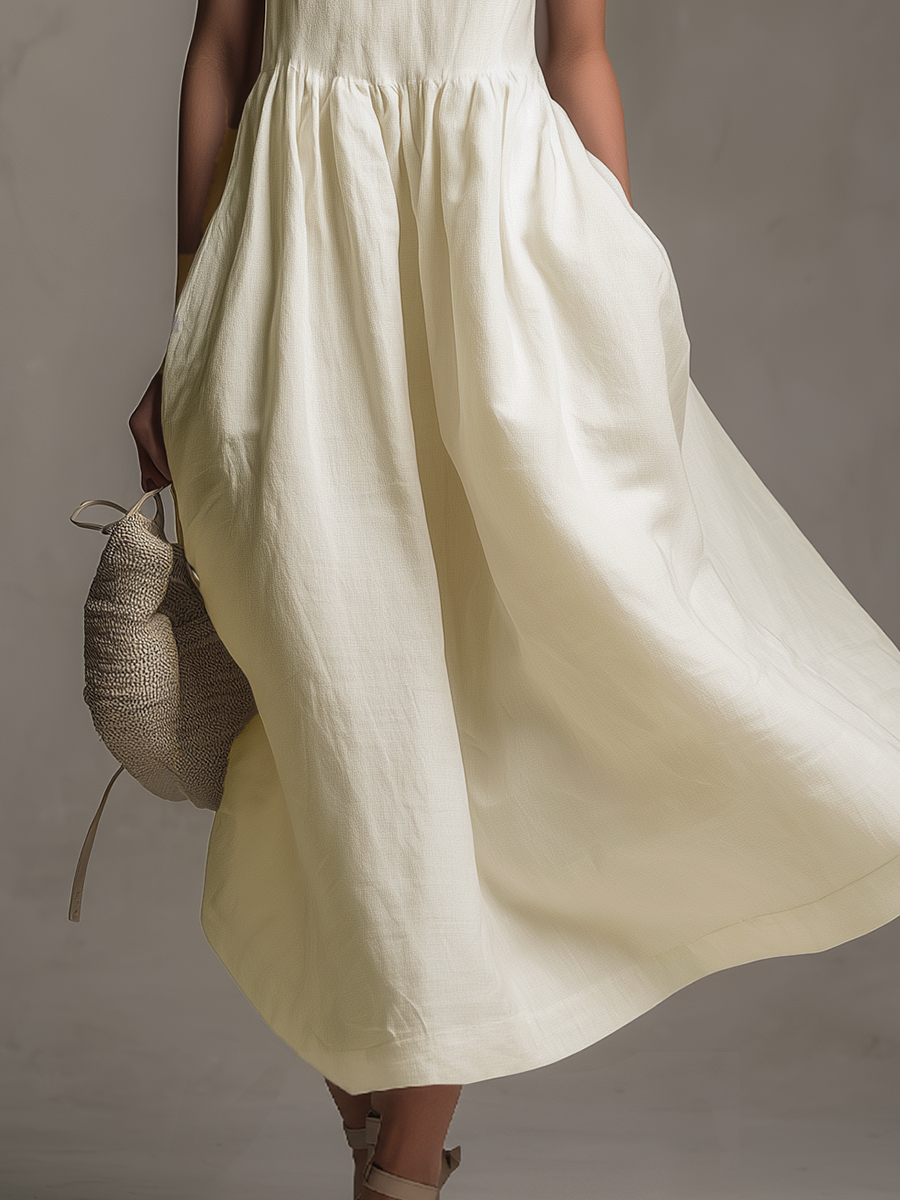 Elegant, Retro, Comfortable Round Neck Sleeveless Midi Dress