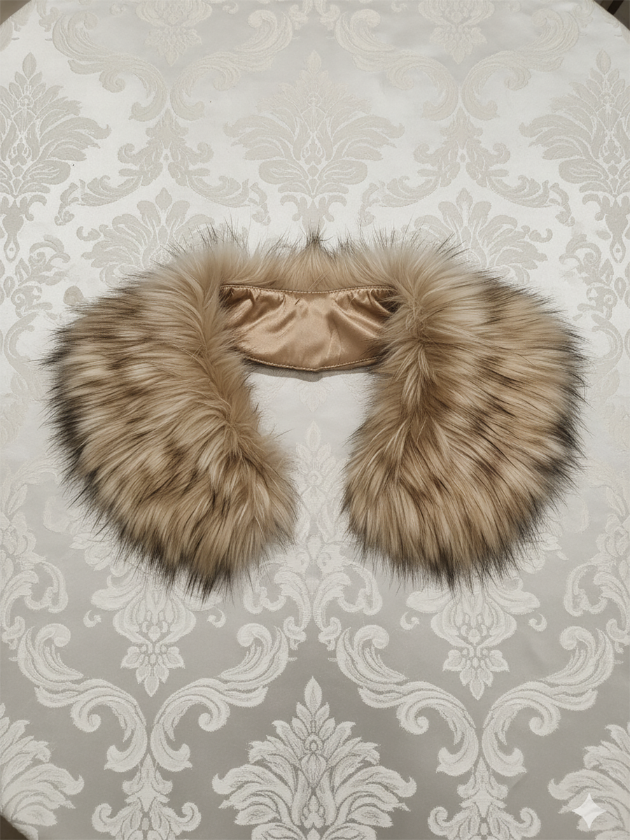 Elegant Detachable Faux Fur Collar Long-Sleeve Midi Dress