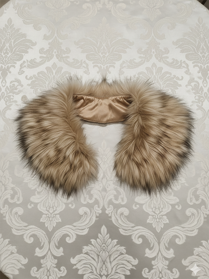 Elegant Detachable Faux Fur Collar Long-Sleeve Midi Dress