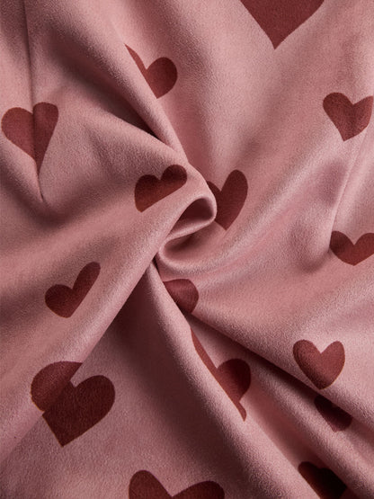 Western Style V-neck Fringed Heart Print Faux Suede Long-sleeved Mini Dress