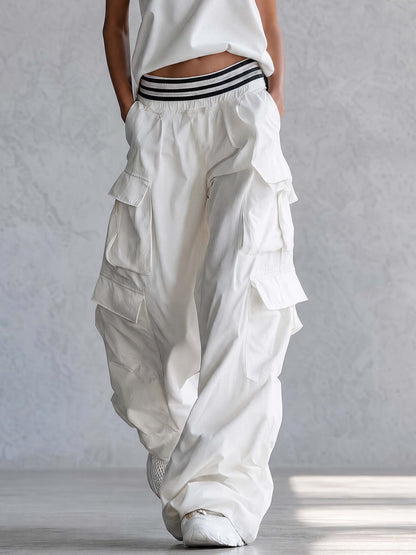 Exquisite Fashion Athletic Workwear Style White Cotton Sleeveless Top With A Mock Neck And  Pants Set