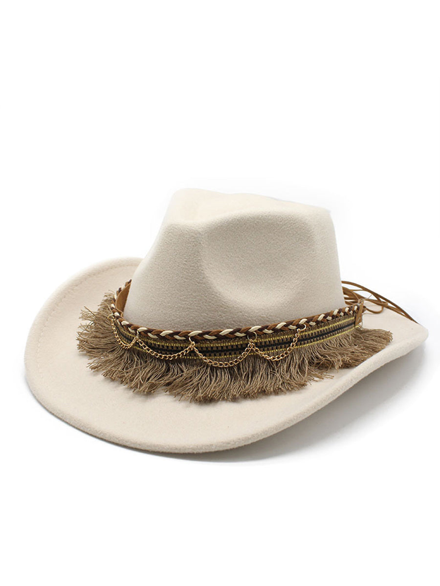 Retro Ethnic Style Tassel Felt Hat