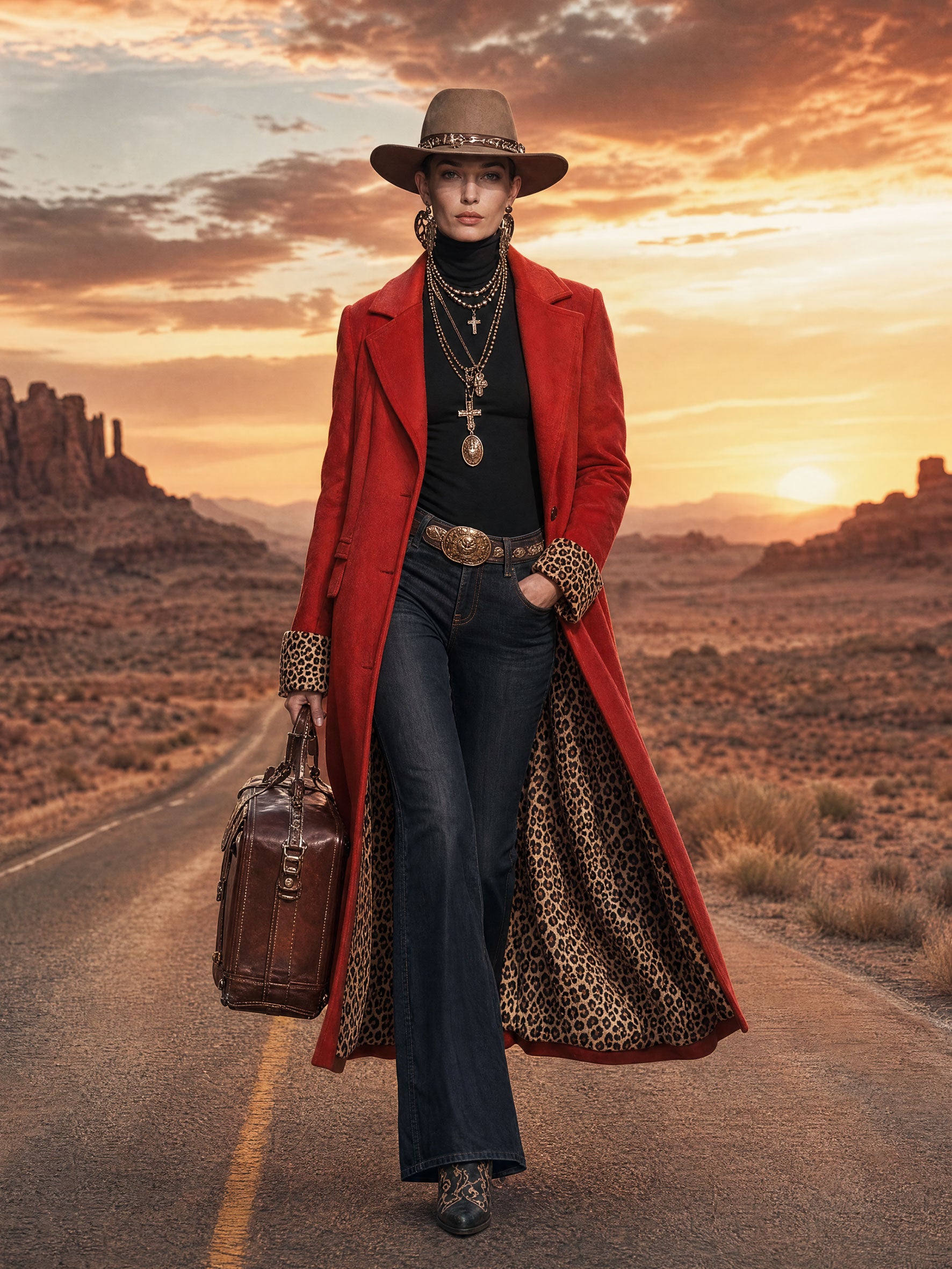 Lapel Single-breasted Leopard Print Coat