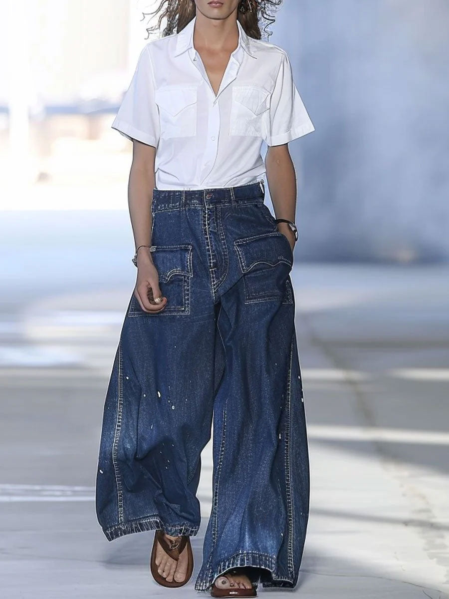 Chic Street Graffiti Loose-fit Jeans