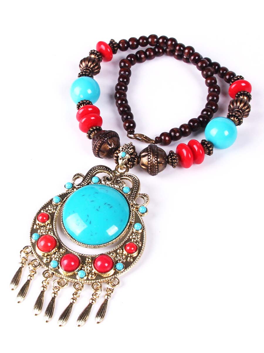 Bohemian Braided Rice Bead Necklace Sweater Chain