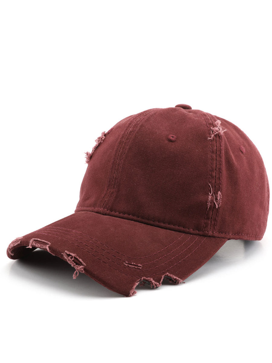 Casual And Fashionable Distressed Cotton Ripped Baseball Cap