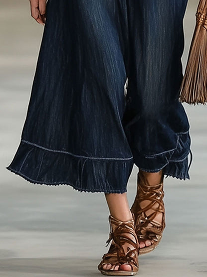 Casual Loose Vintage Wide Leg Skirt Jeans