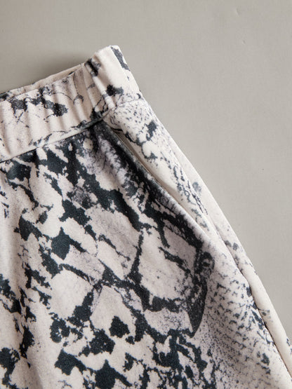 Casual Sporty Retro Snakeskin Gray Velvet Hooded Sweatshirt Wide-Leg Set