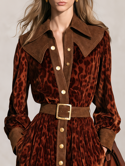 Sophisticated And Elegant Western-style Faux Suede Velvet Maxi Skirt