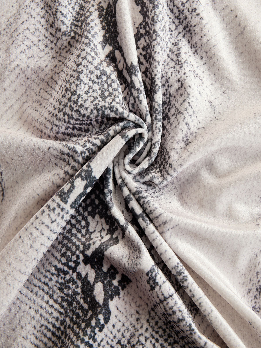 Casual Sporty Retro Snakeskin Gray Velvet Hooded Sweatshirt Wide-Leg Set