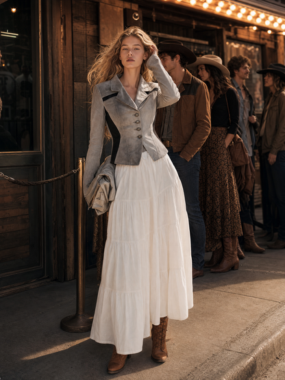 Retro-casual Elegant Jacket Featuring Faux Suede And PU Leather Paneling