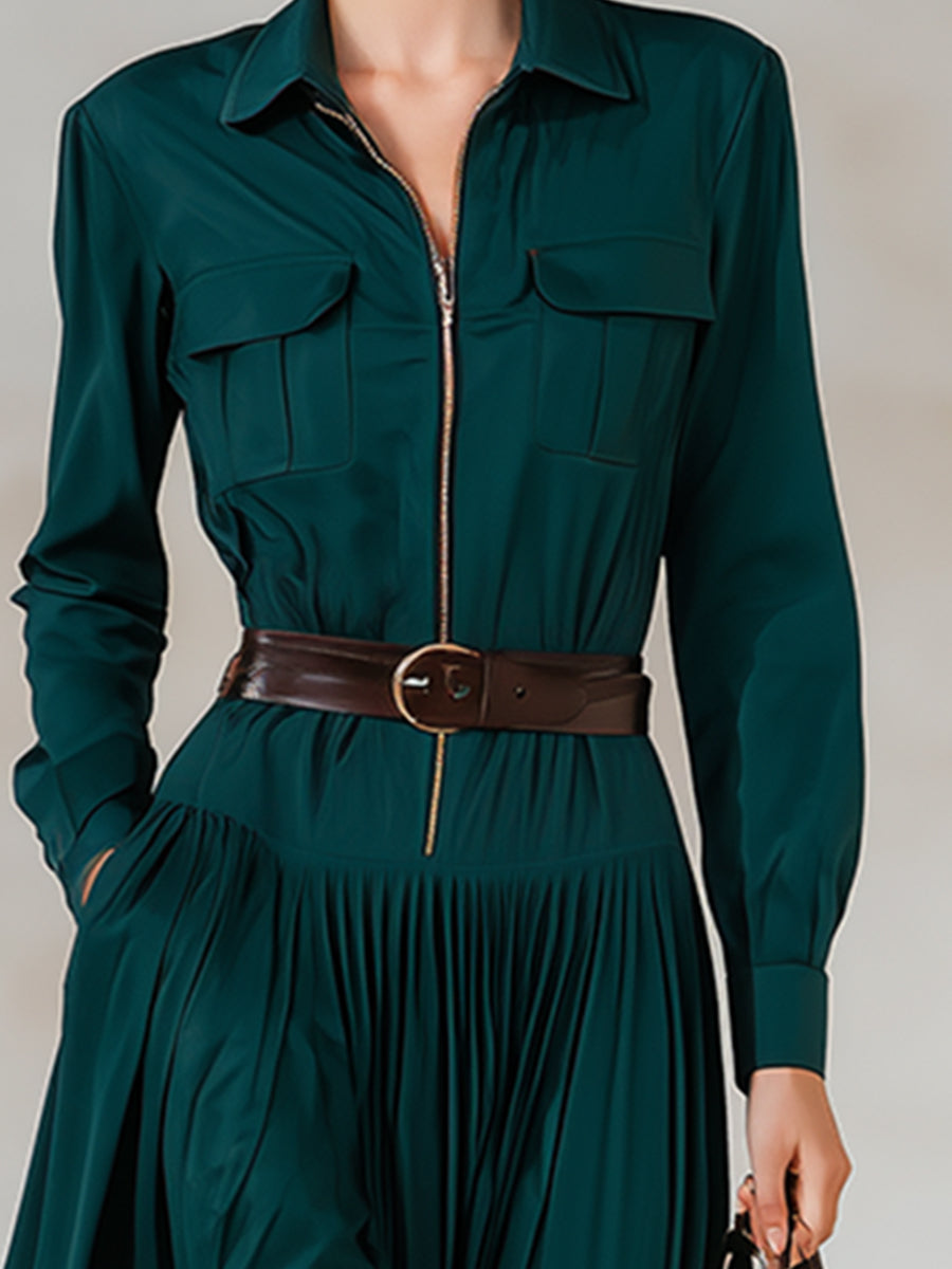 Elegant Vintage Western-style Emerald Green Maxi Dress