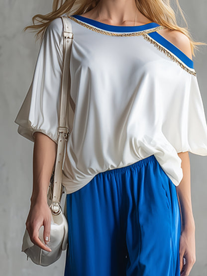 Casual Everyday Sportswear Off-the-shoulder T-shirt And Sweatpants Set