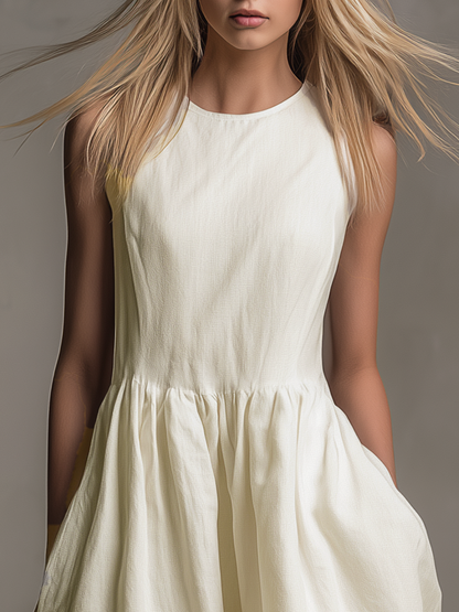 Elegant, Retro, Comfortable Round Neck Sleeveless Midi Dress