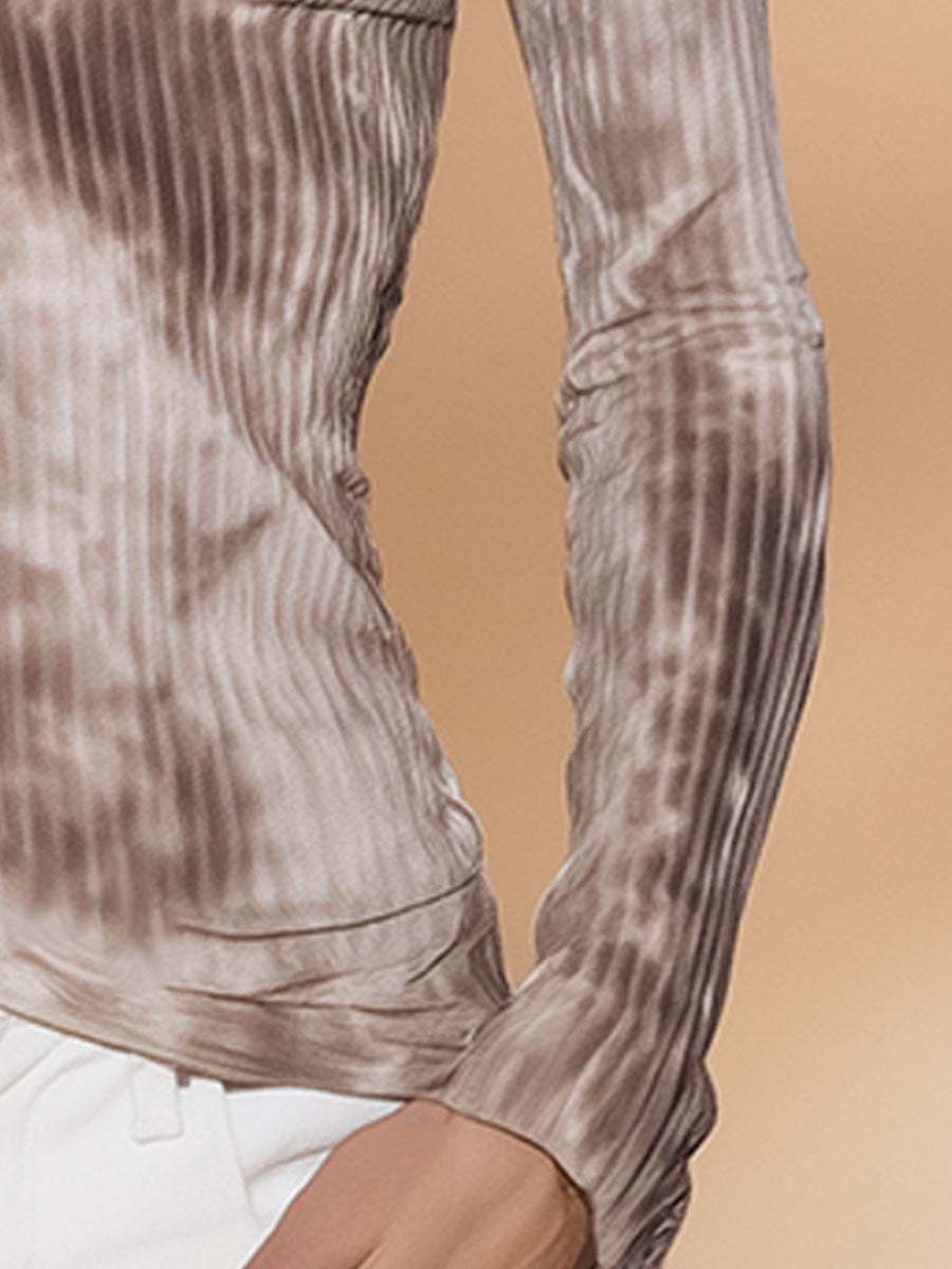 Stylish Vintage Brown Tie-dye V-neck Shirt