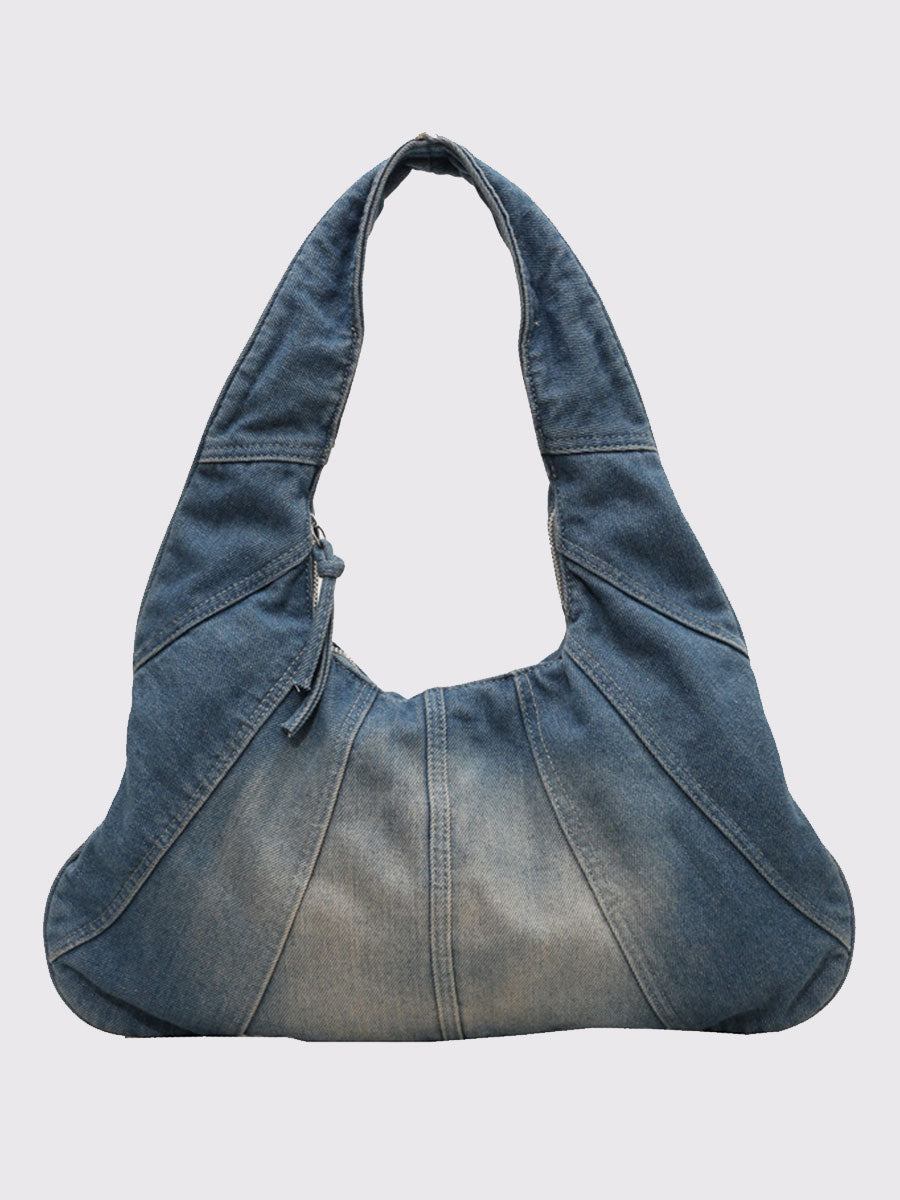 Casual Gradient Denim Stitching Fashionable Underarm Shoulder Bag