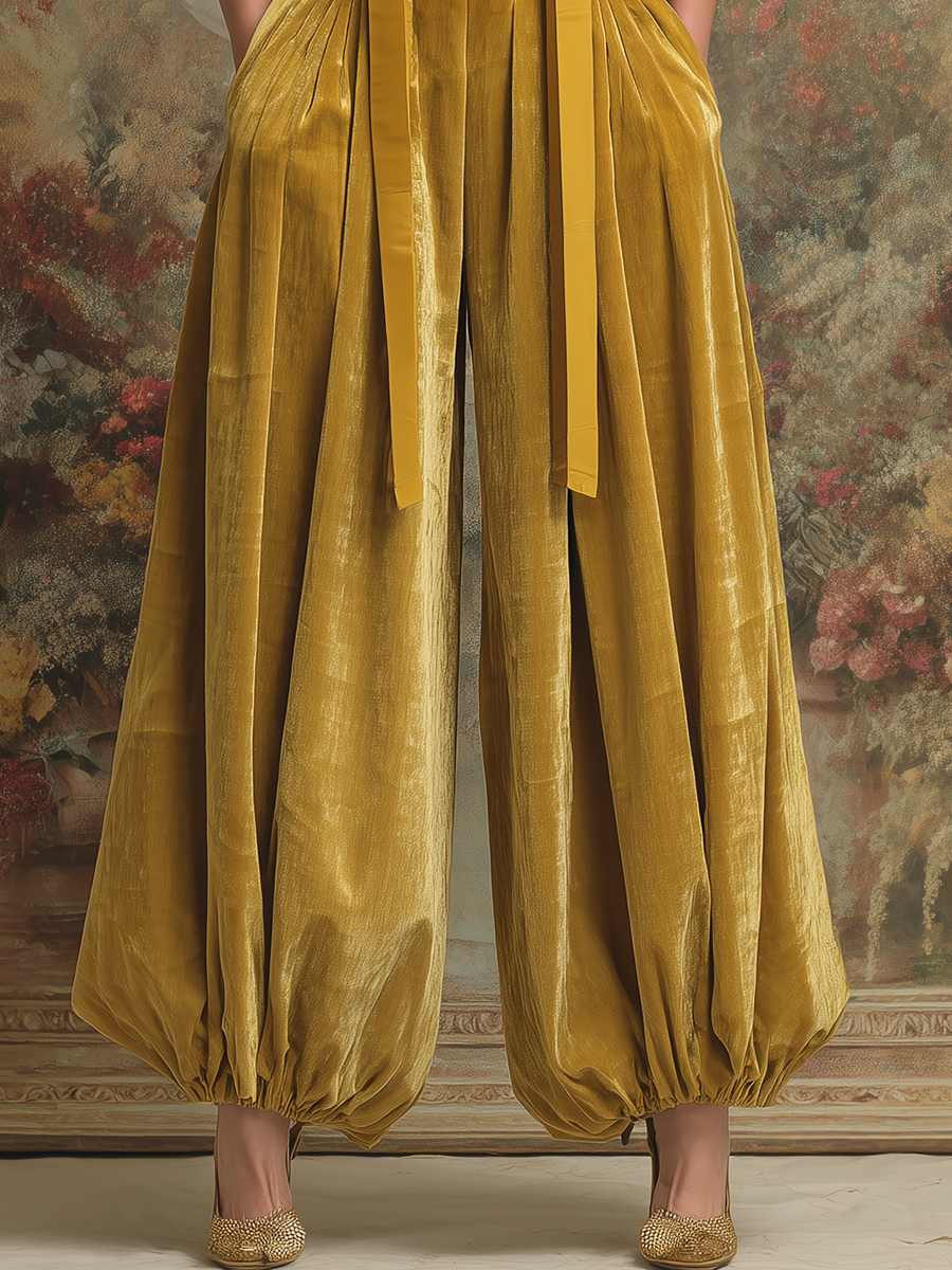 Retro-style Fashionable Elasticated Cuffs Overalls