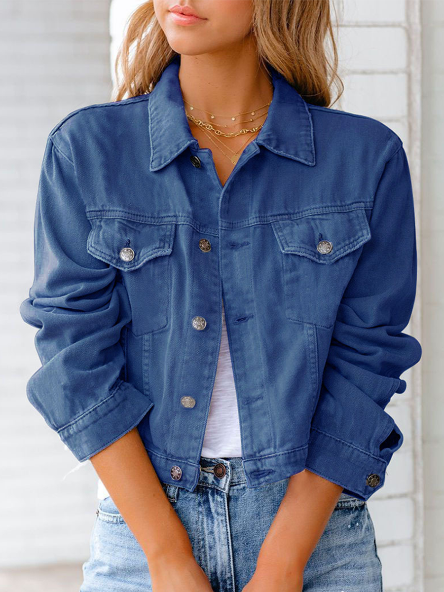 Autumn and Winter New Denim Long-sleeved Tops Coat Jacket