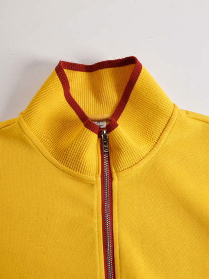 Retro Sporty Webbing Grey-white Half-zip Sweatshirt And Wide-leg Pants Set