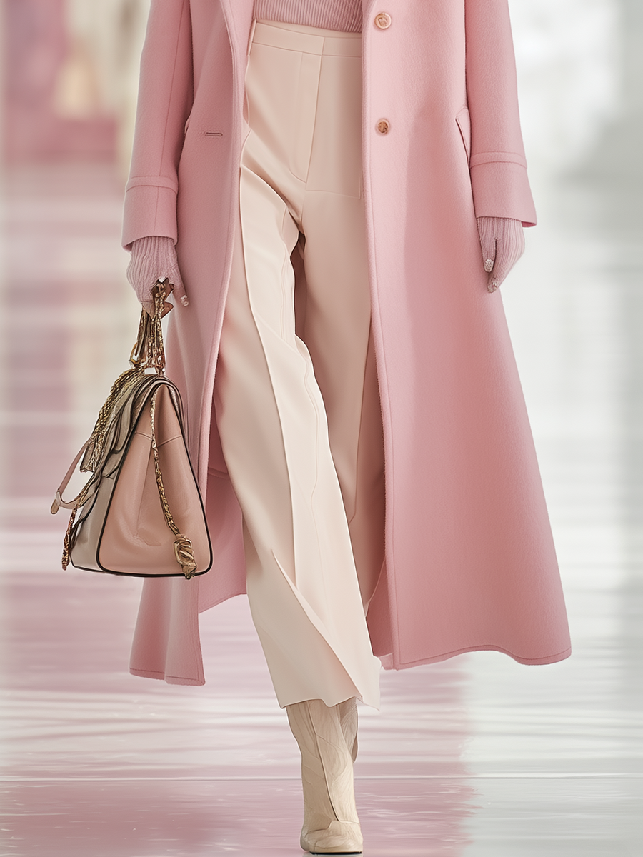 Elegant Classic Lapel Single-breasted Long Woolen Coat