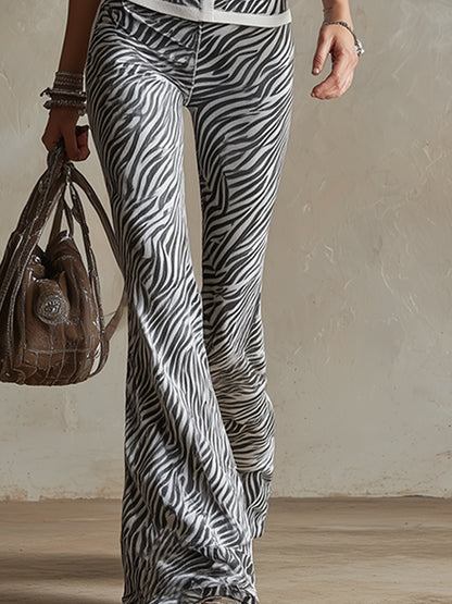 Stylish And Sporty White Zebra Print T-shirt And Pants Set