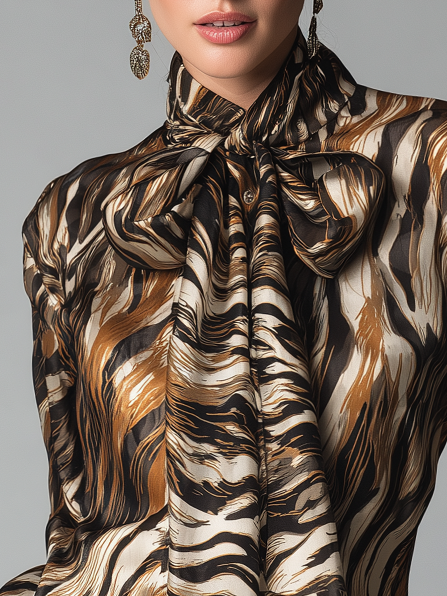 Stylish And Elegant Zebra-print Satin Shirt