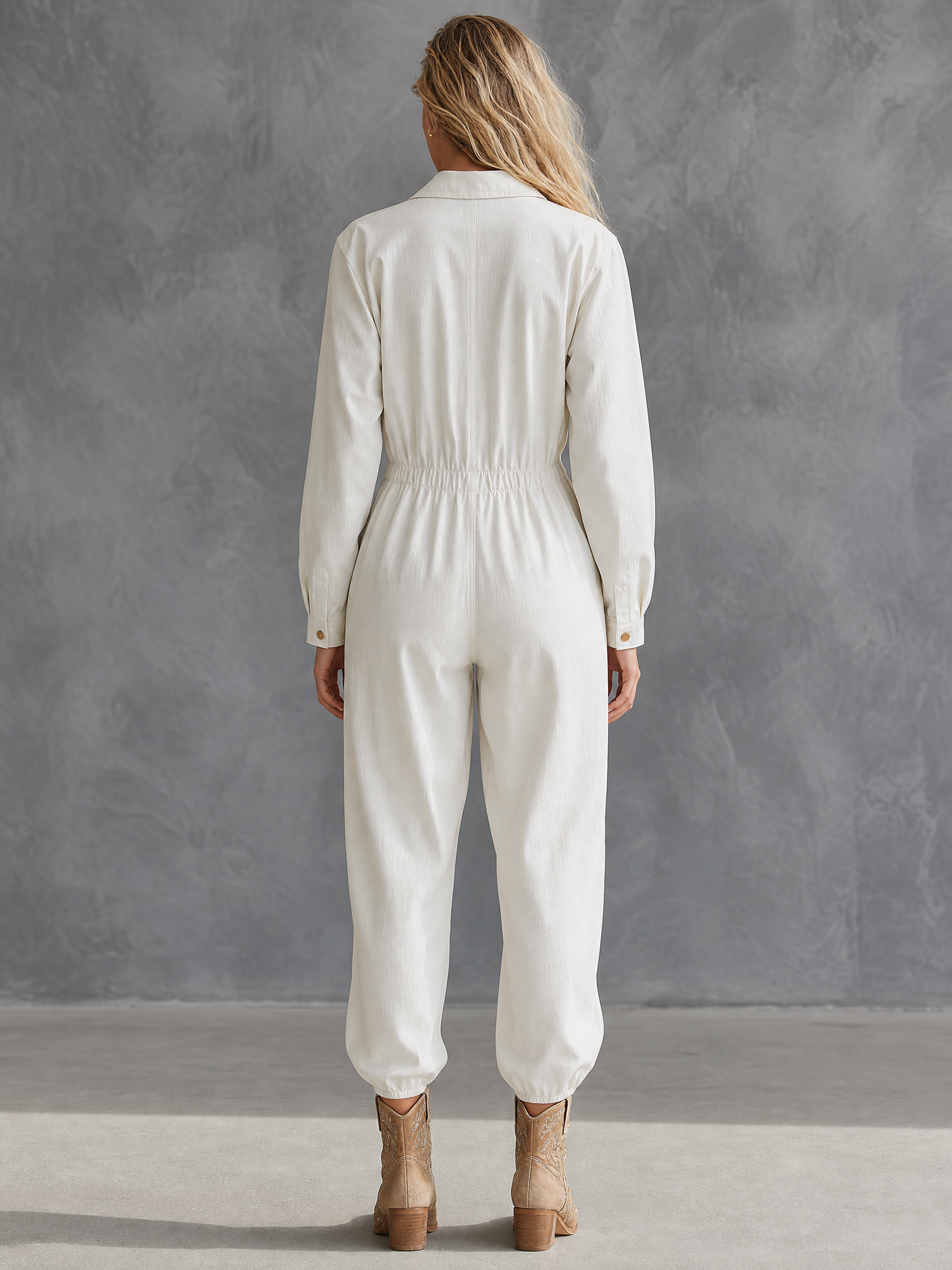Retro Western Suede Fringe Half-zip Jogger Workwear Jumpsuit