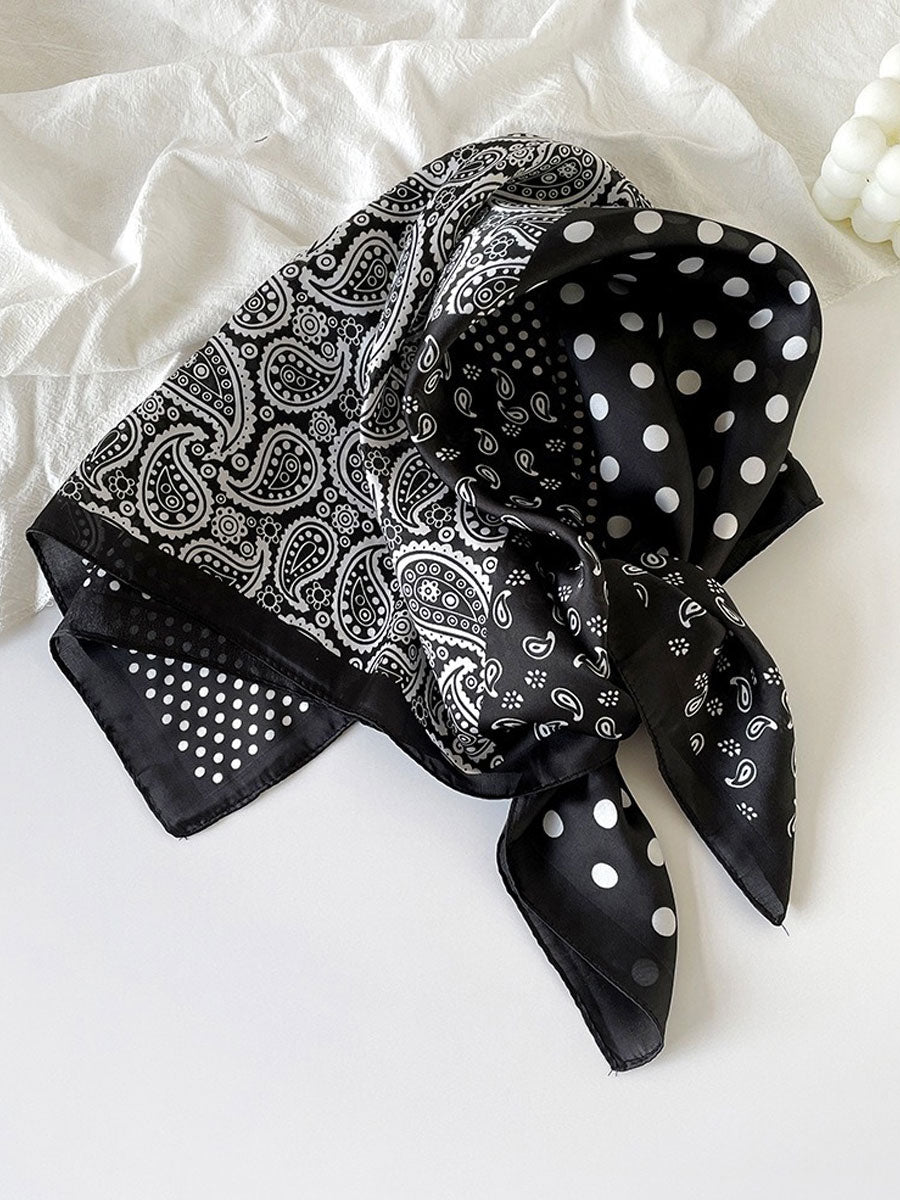 Retro Contrast Bohemian Paisley Print Satin Scarf