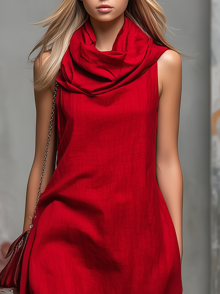 Simple And Comfortable Cowl Neckline Sleeveless Maxi Dress