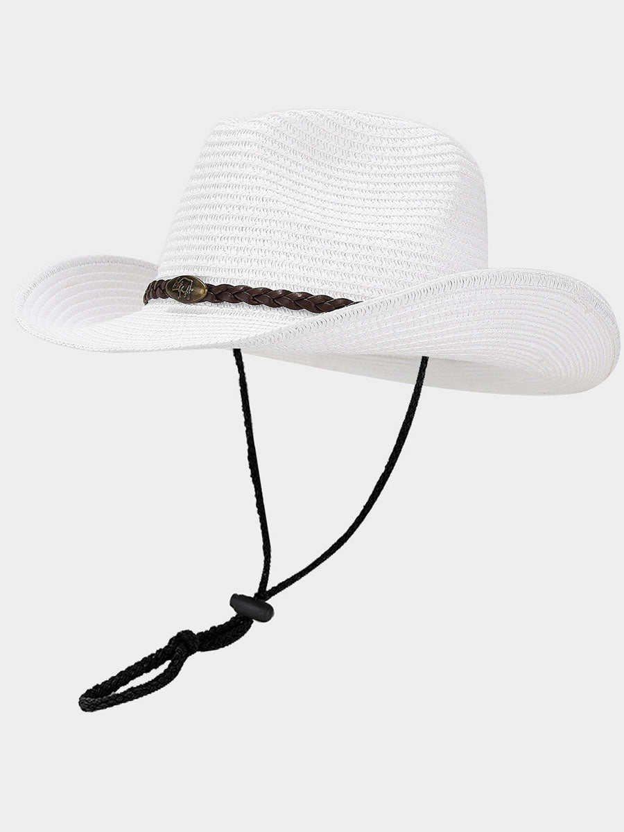 Large Brim Sun Visor Western Cowboy Style Straw Hat Bucket Hat